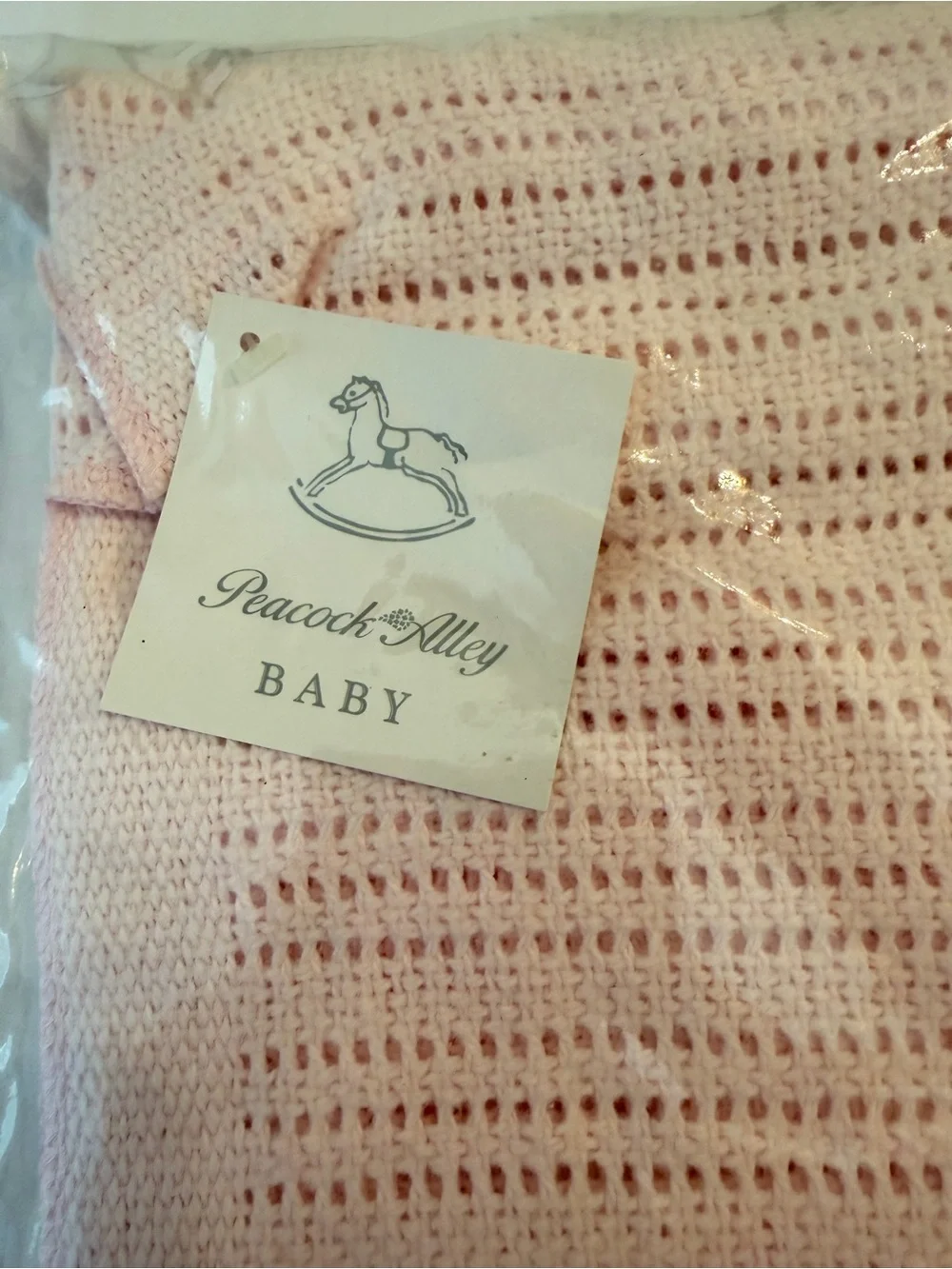 Peacock Alley Baby 100% Egyptian Cotton Baby Pink Knit Blanket 30x40”